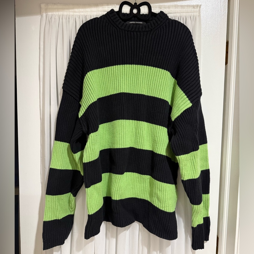 Black and Green Striped women’s Sweater